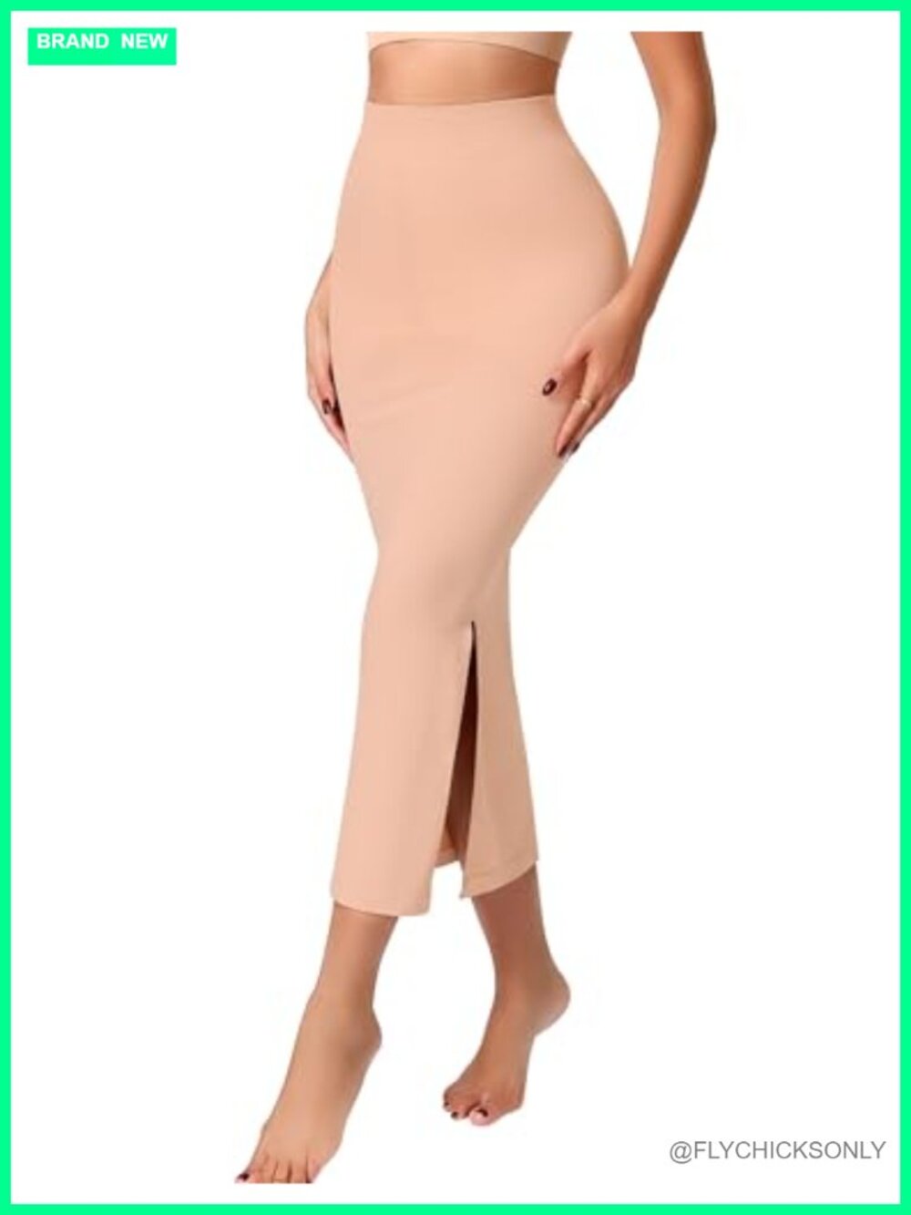High Waist Tummy Control Shapewear Slip Seamless Maxi Skirt with Side Slit